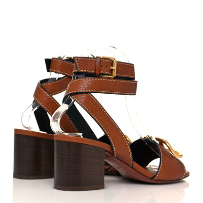 Valentino Garavani Grainy Cowhide VLogo 60mm Sandals 36.5 Cuoio 3 of 8