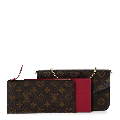 Louis Vuitton Monogram Pochette Felicie Chain Wallet Fuchsia 3 of 11