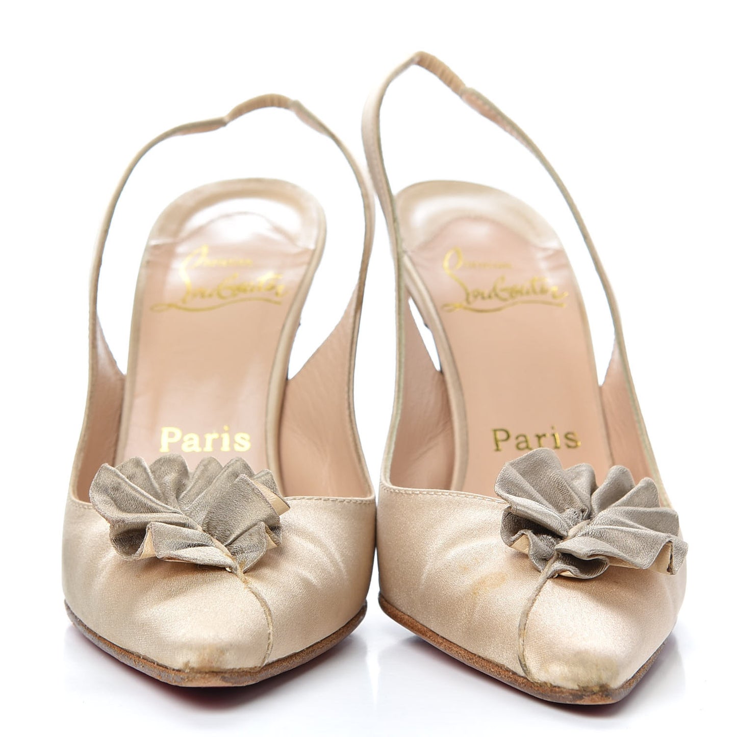 Satin Slingback Pumps 35 Beige