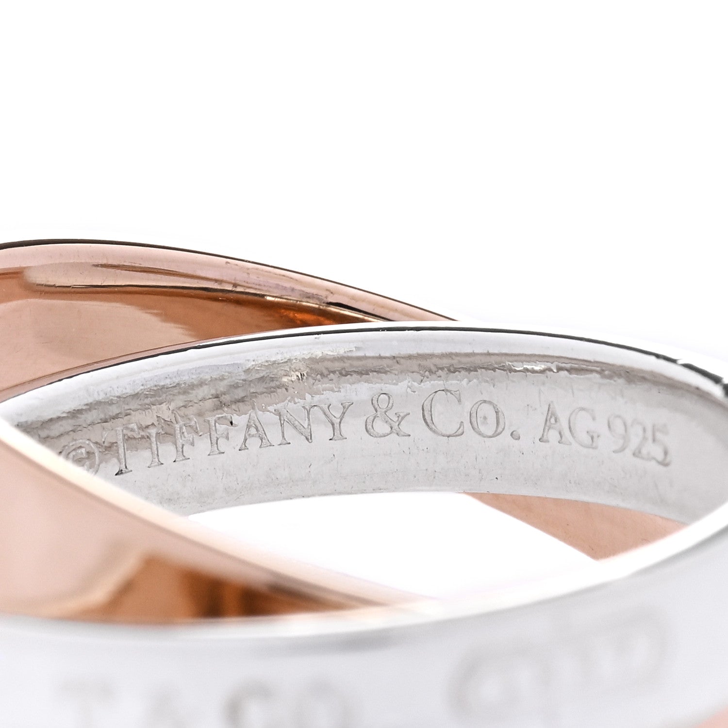 Tiffany 18K Rose Gold Sterling Silver 1837 Interlocking Circles Ring 52 6 4 of 4