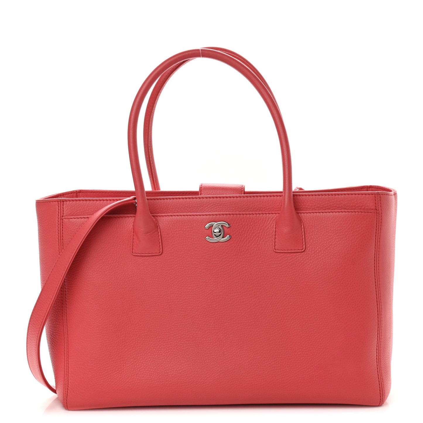 Calfskin Cerf Executive Shopper Tote Coral