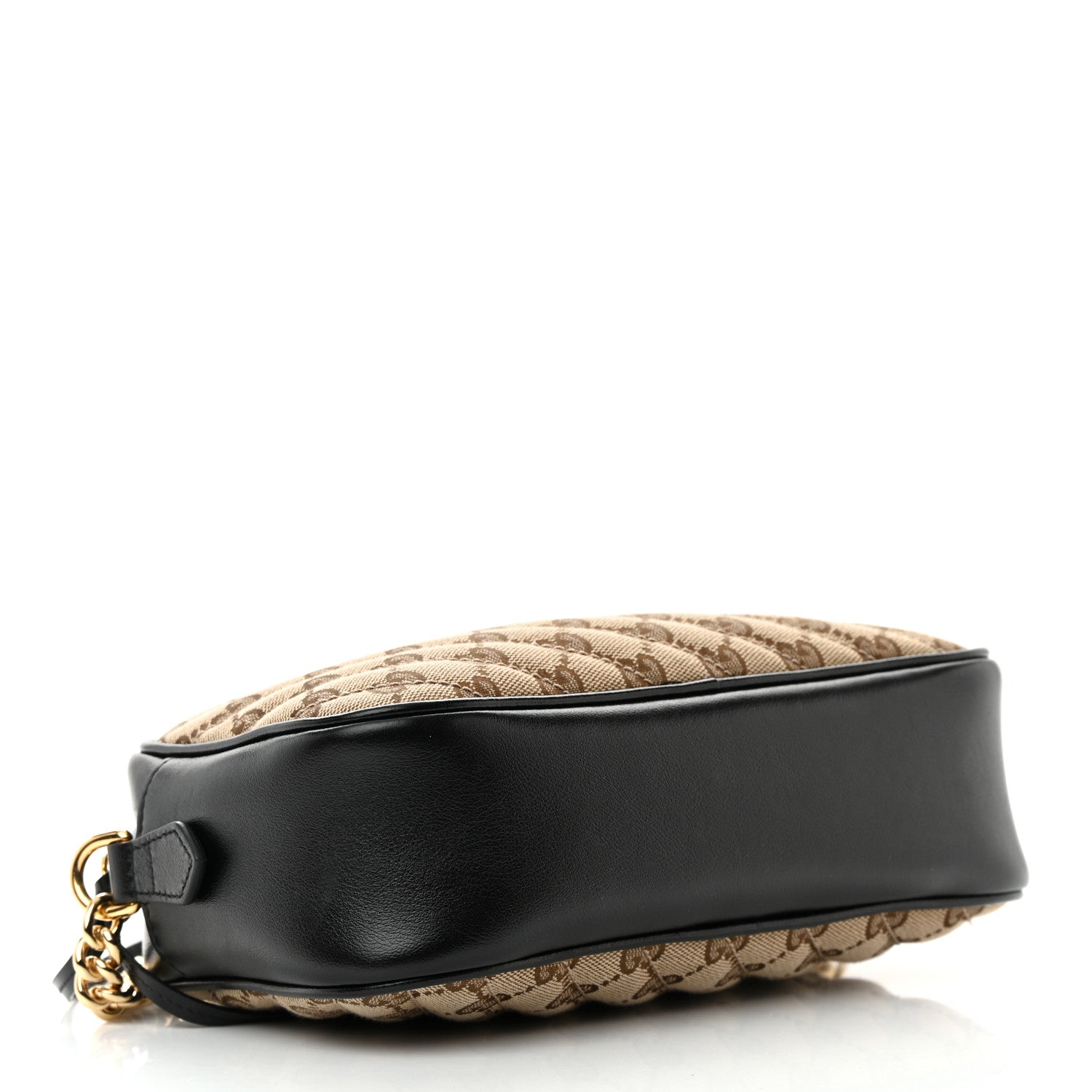 Gucci Monogram Matelasse Diagonal Small GG Marmont Chain Shoulder Bag Beige Black 4 of 14