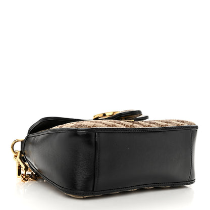 Gucci Monogram Azalea Calfskin Matelasse Diagonal Mini GG Marmont Top Handle Shoulder Bag Beige Ebony Black 4 of 10