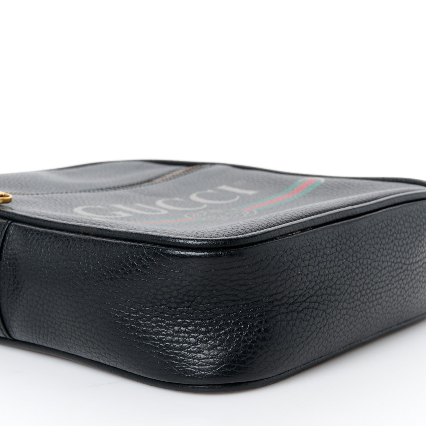 Grained Calfskin Logo Messenger Bag Black