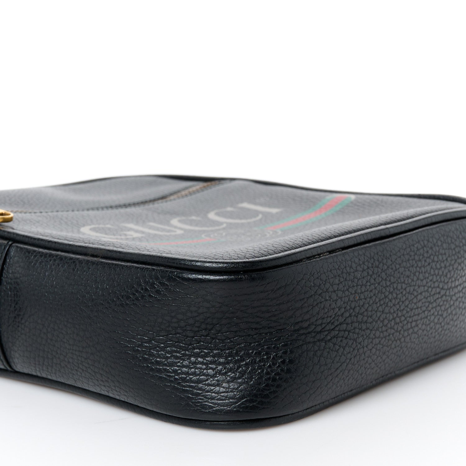 Gucci Grained Calfskin Logo Messenger Bag Black 10 of 12
