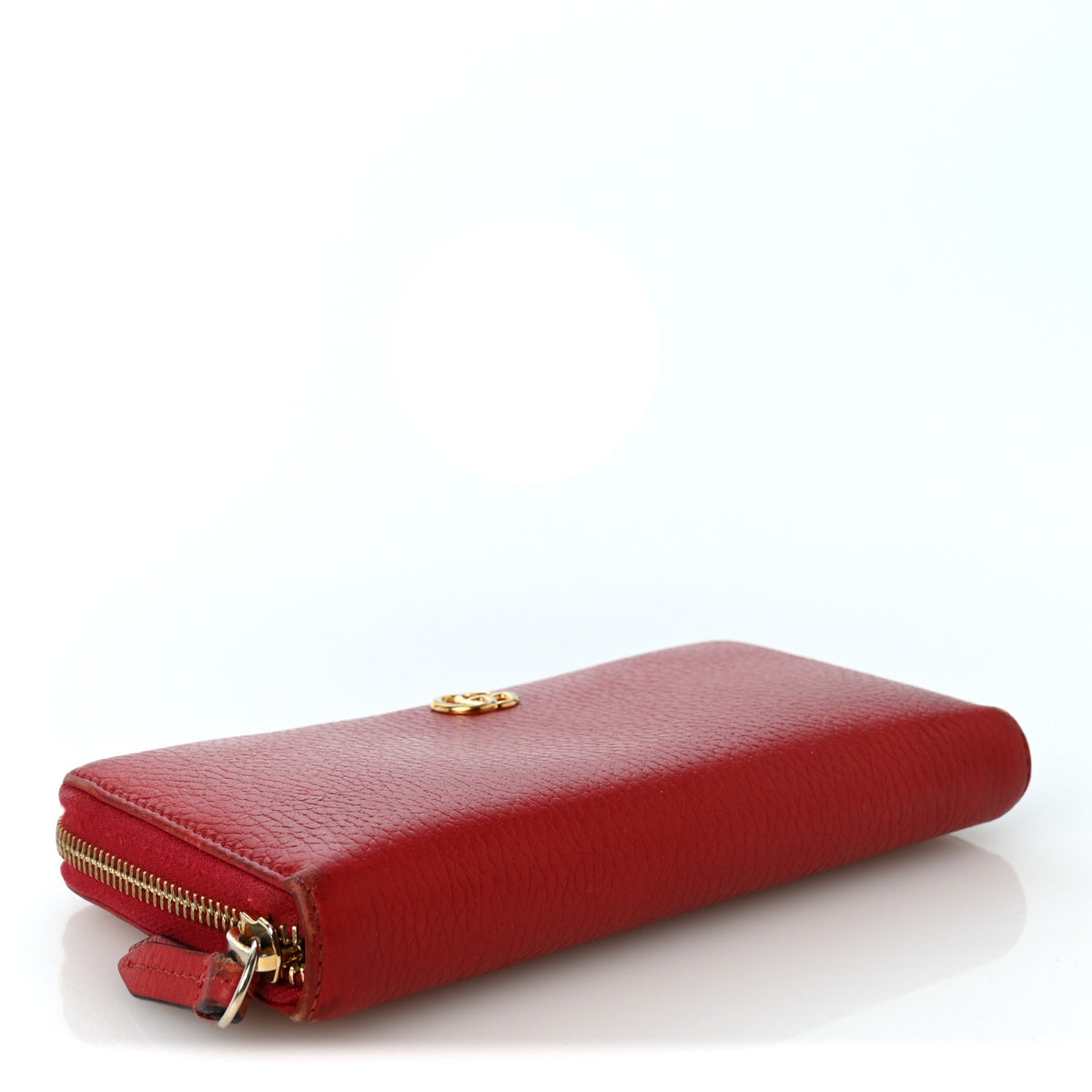 Gucci Dollar Calfskin GG Marmont Zip Around Wallet Hibiscus Red 3 of 8