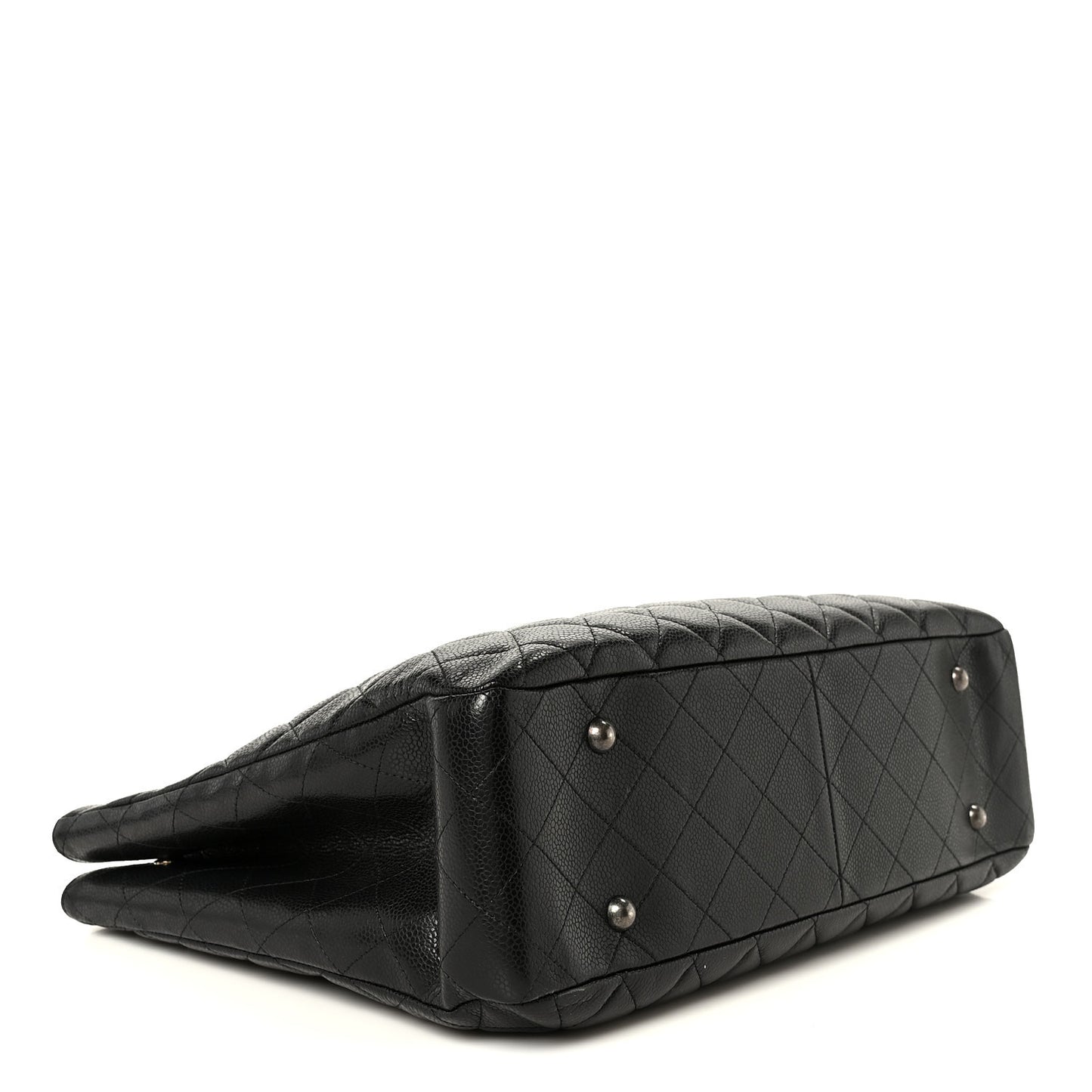 Calfskin Quilted Large CC Shopping Tote Black