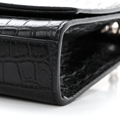 Saint Laurent Calfskin Crocodile Embossed Small Classic Monogram Kate Tassel Satchel Black 10 of 10