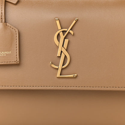 Saint Laurent Smooth Calfskin Medium Monogram Sunset Satchel Natural Tan 7 of 9