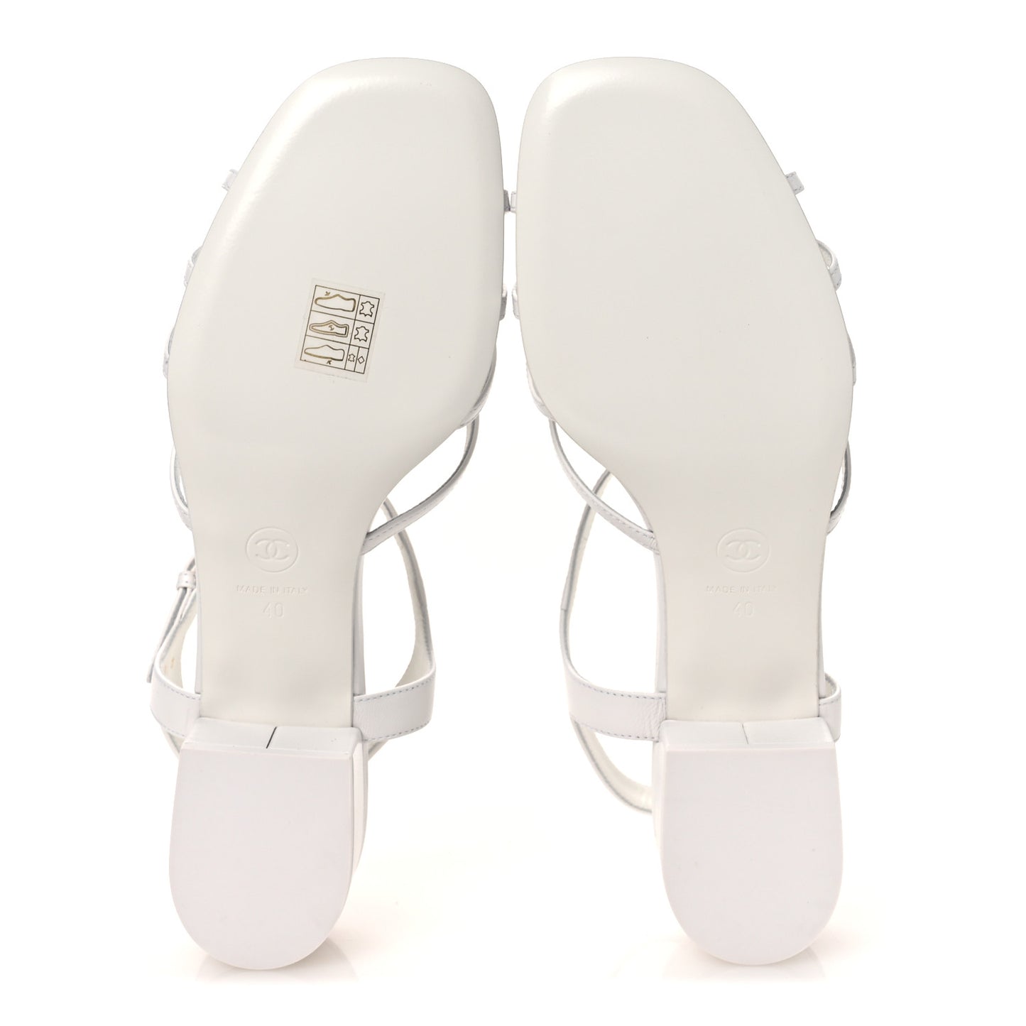 Lambskin Crystal CC Sandals 40 White