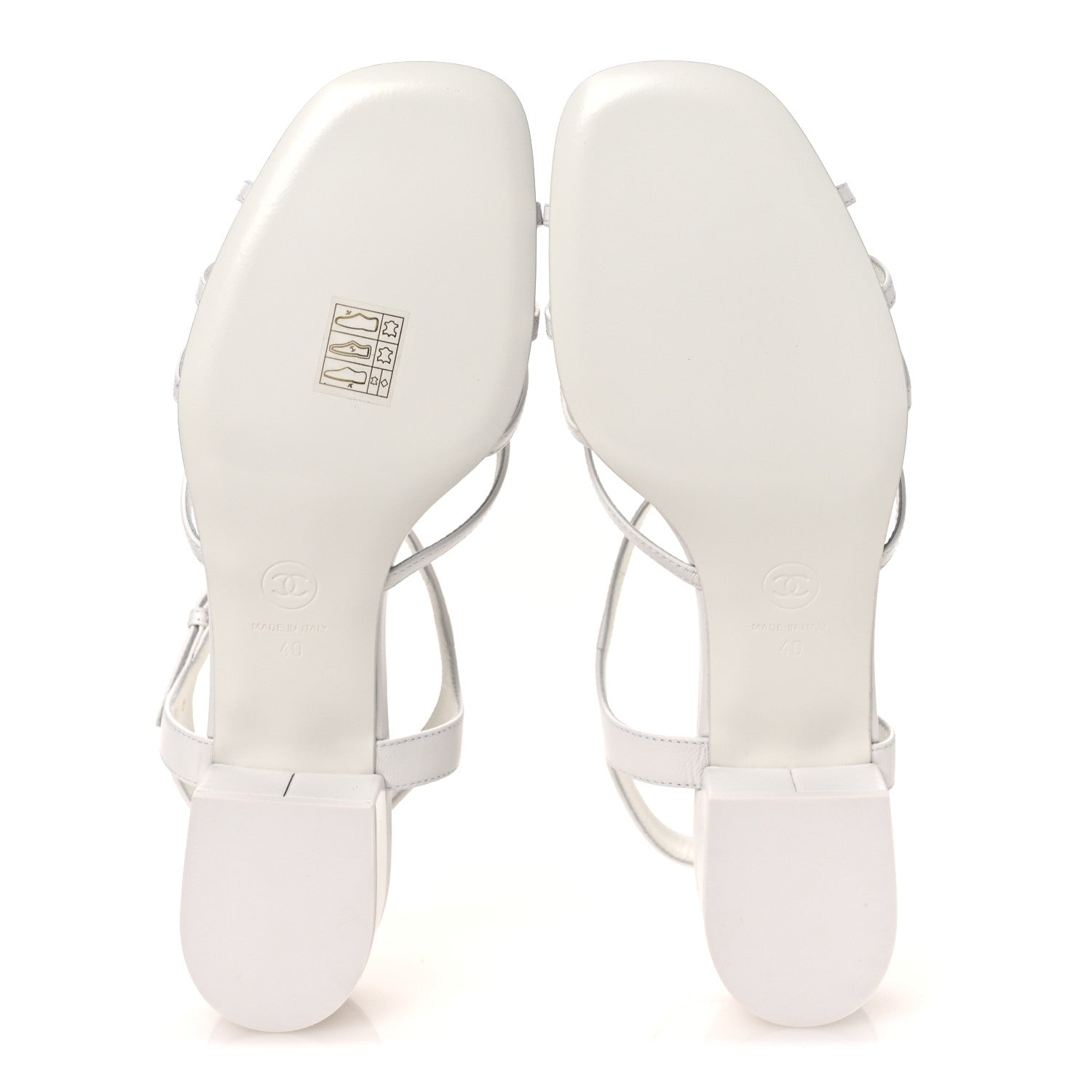 Chanel Lambskin Crystal CC Sandals 40 White 7 of 11