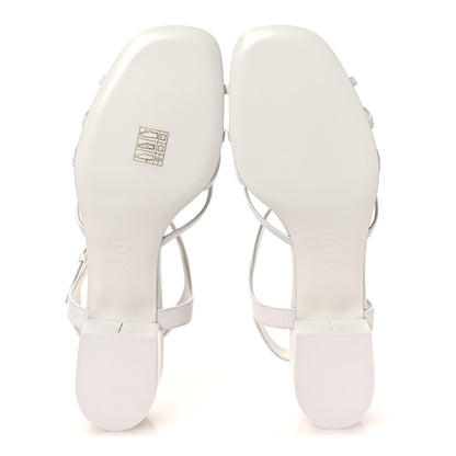 Chanel Lambskin Crystal CC Sandals 40 White 7 of 11