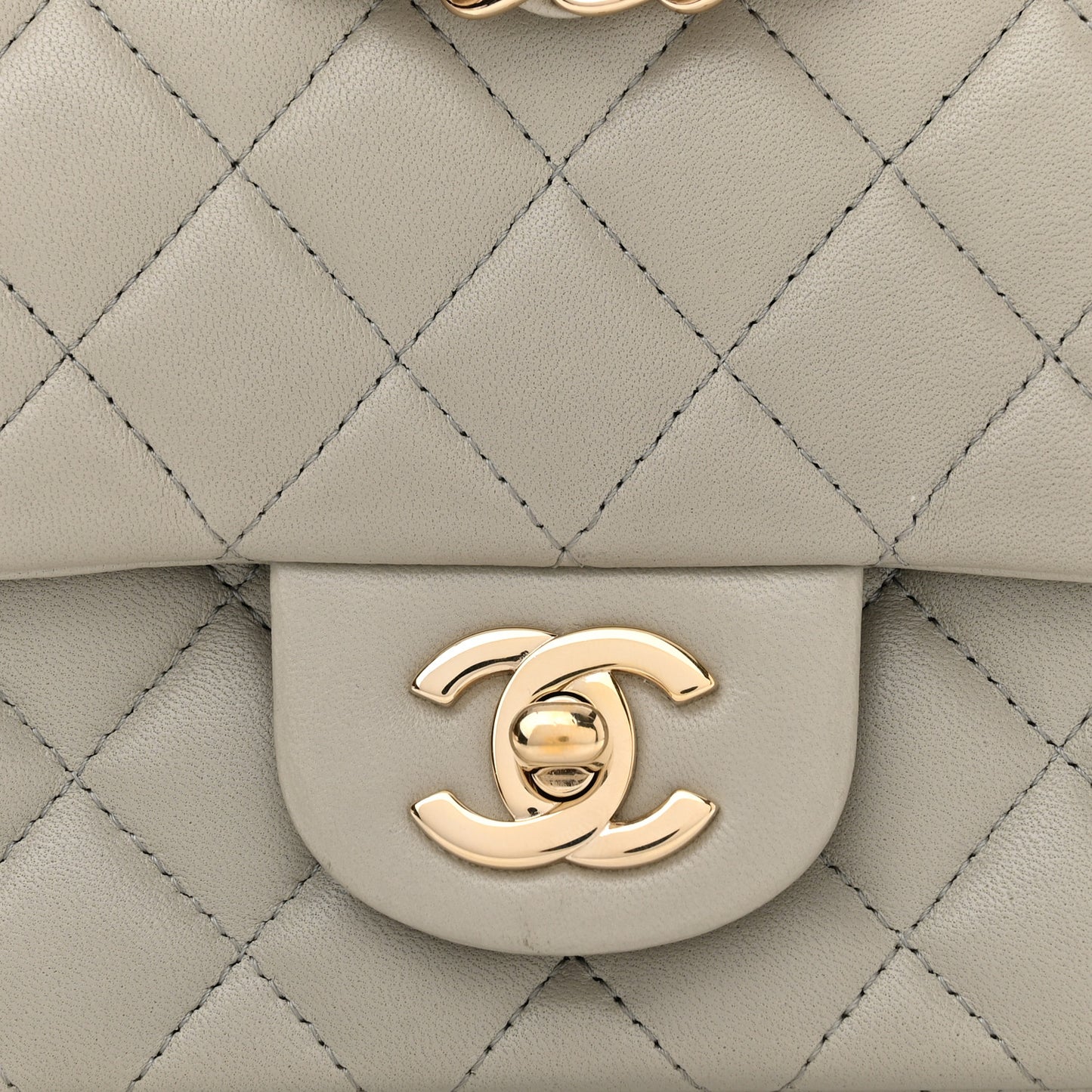 Lambskin Quilted Mini Square Flap Grey