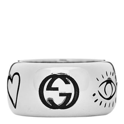 Gucci Sterling Silver Wide Blind for Love Band Ring 47 4 3 of 5