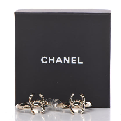 Chanel Metal Textured CC Hoop Earrings Gold 5 of 5