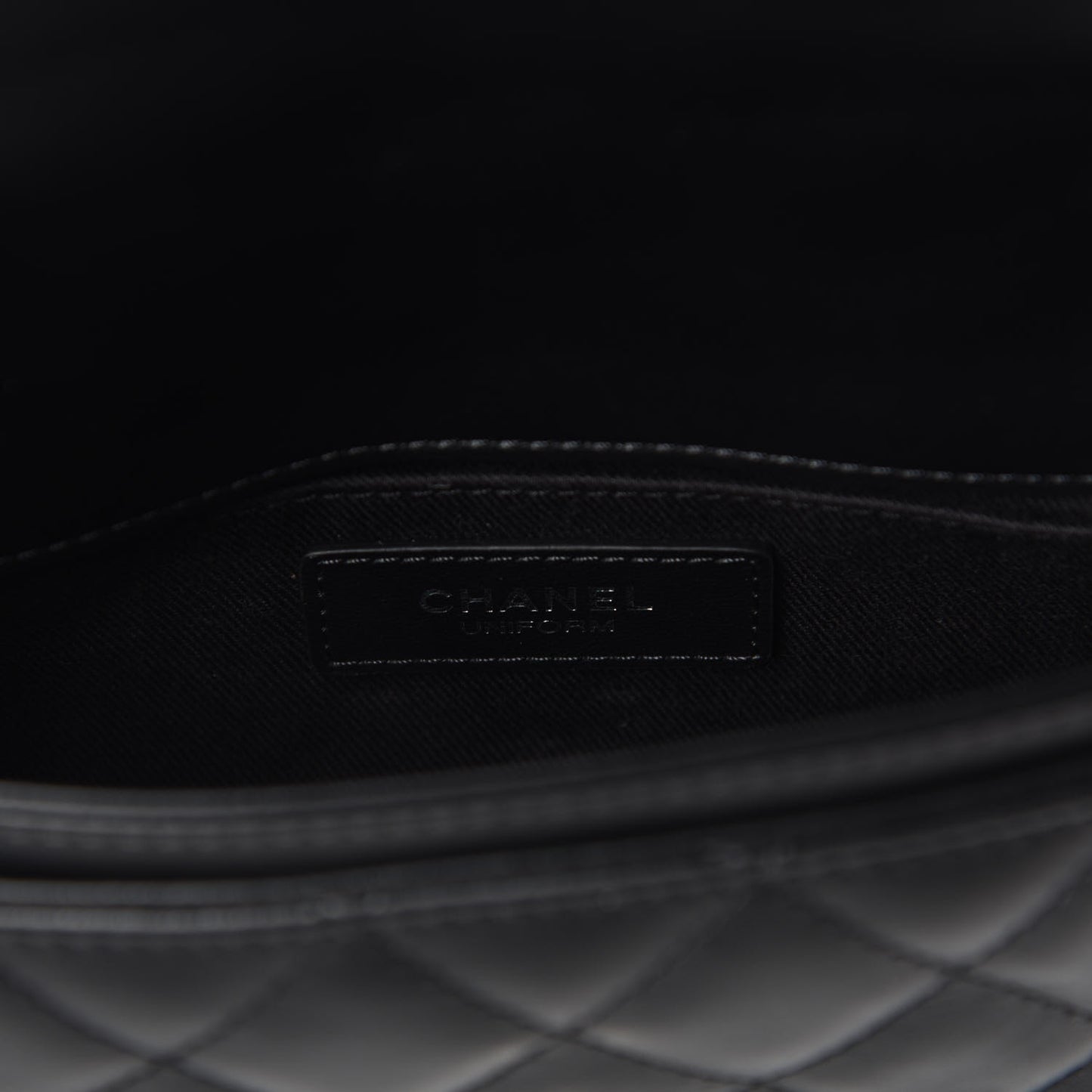 Calfskin Quilted CC Uniform Flap Belt Bag Black