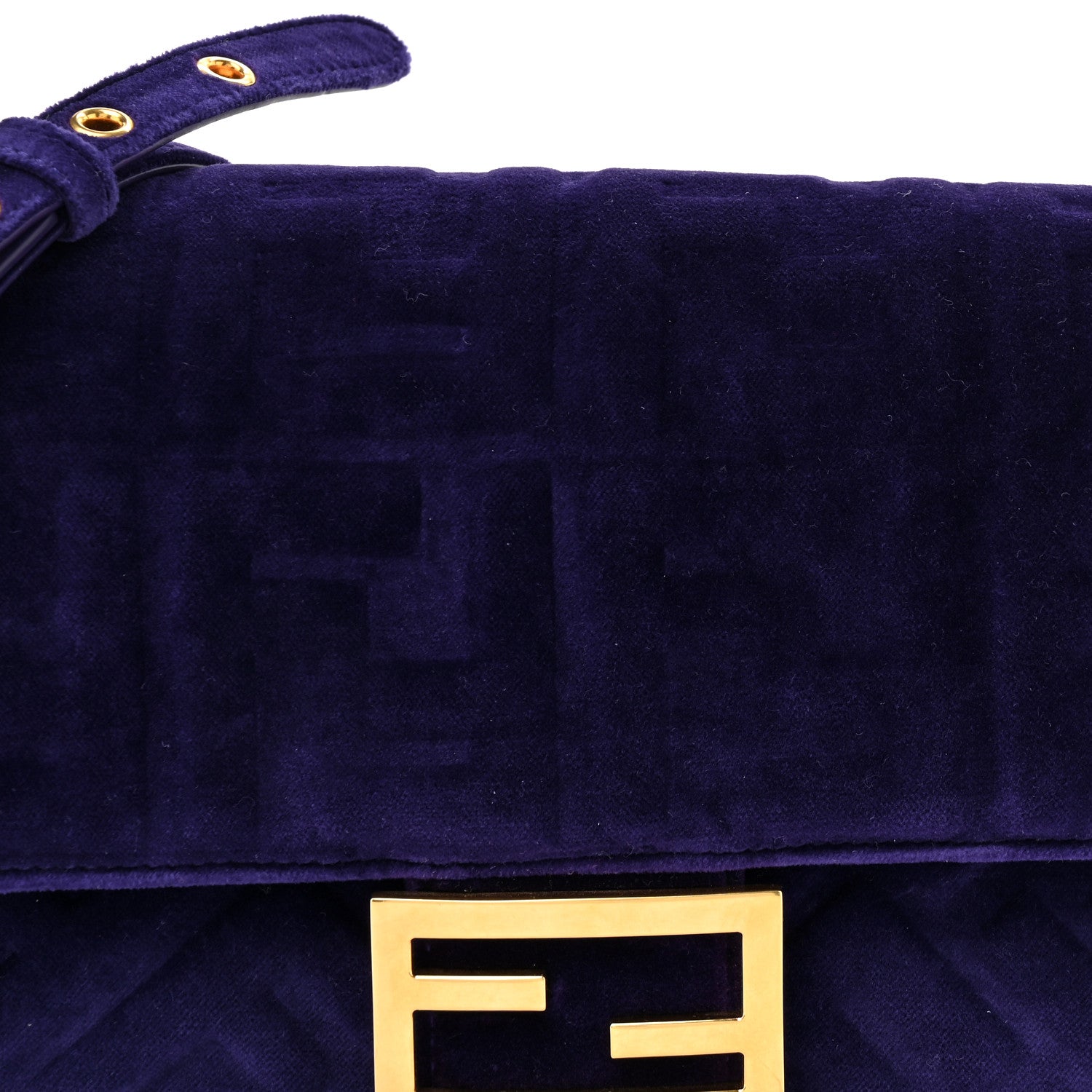 Fendi Velvet FF Embossed Baguette Viola Plus 8 of 10