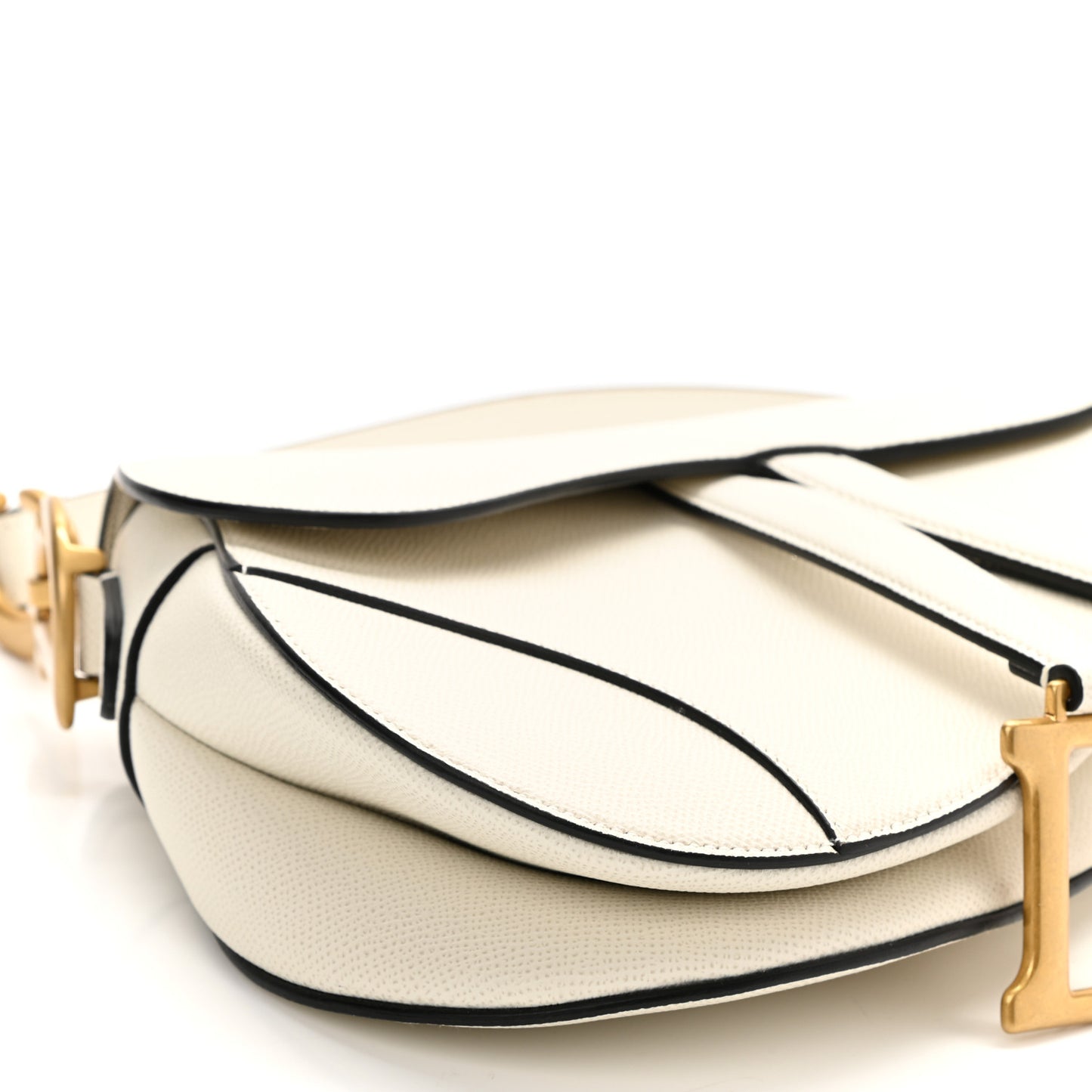 Grained Calfskin Saddle Bag White