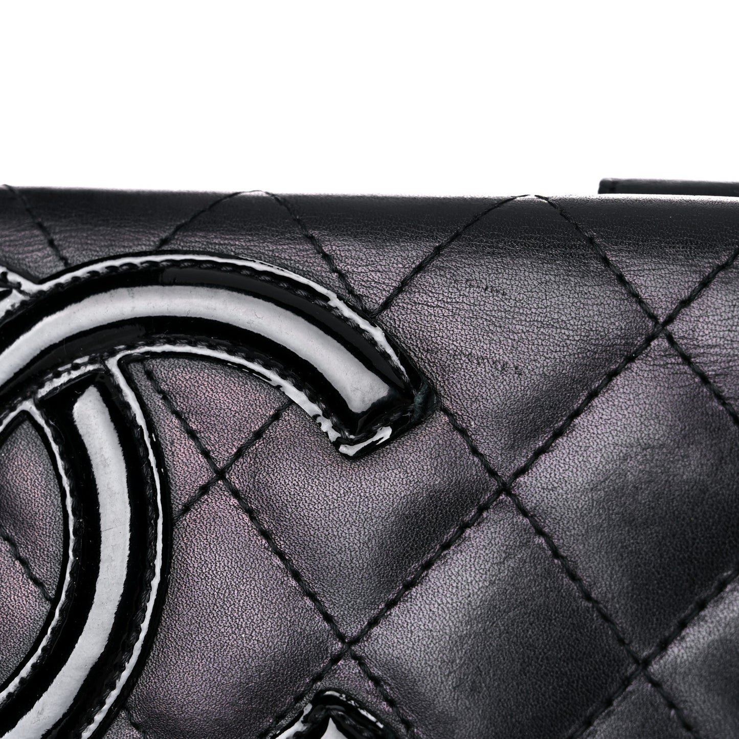 Calfskin Quilted Cambon Long Double Wallet Black