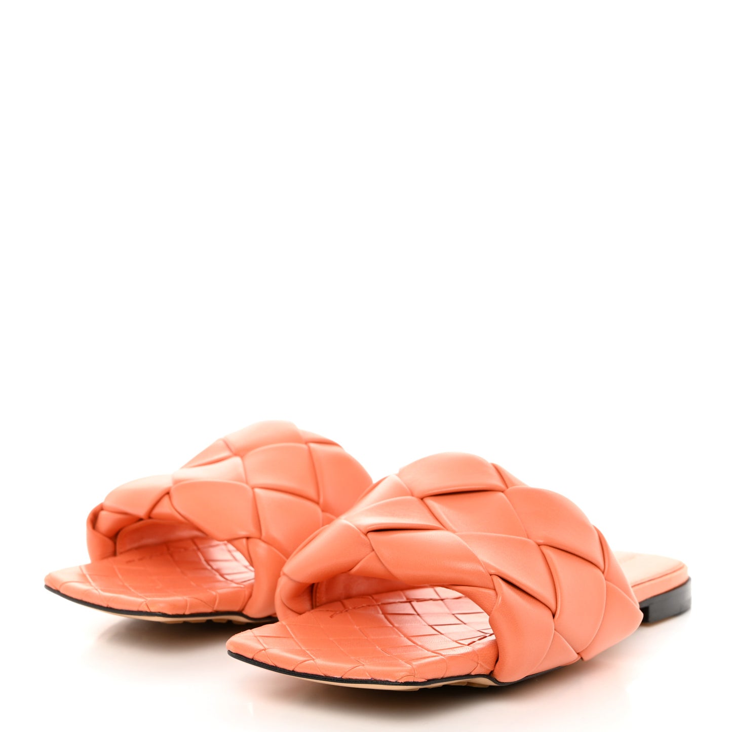 Nappa Maxi Intrecciato Lido Flat Sandals 36.5 Papaya