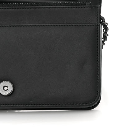 Chanel Calfskin Painted Chevron Embossed Boy Wallet On Chain WOC Black 14 of 15