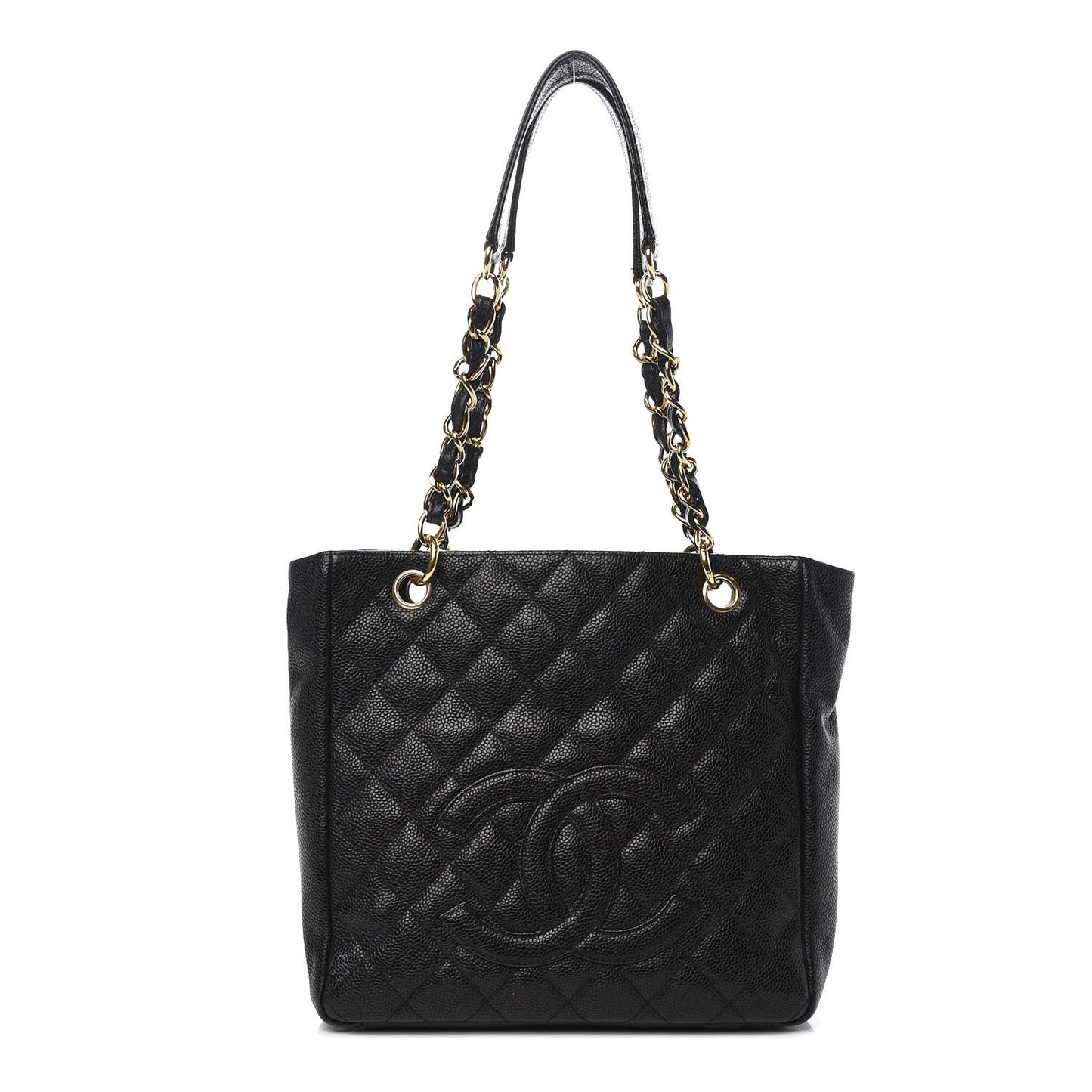 Caviar Quilted Petit Shopping Tote PST Black