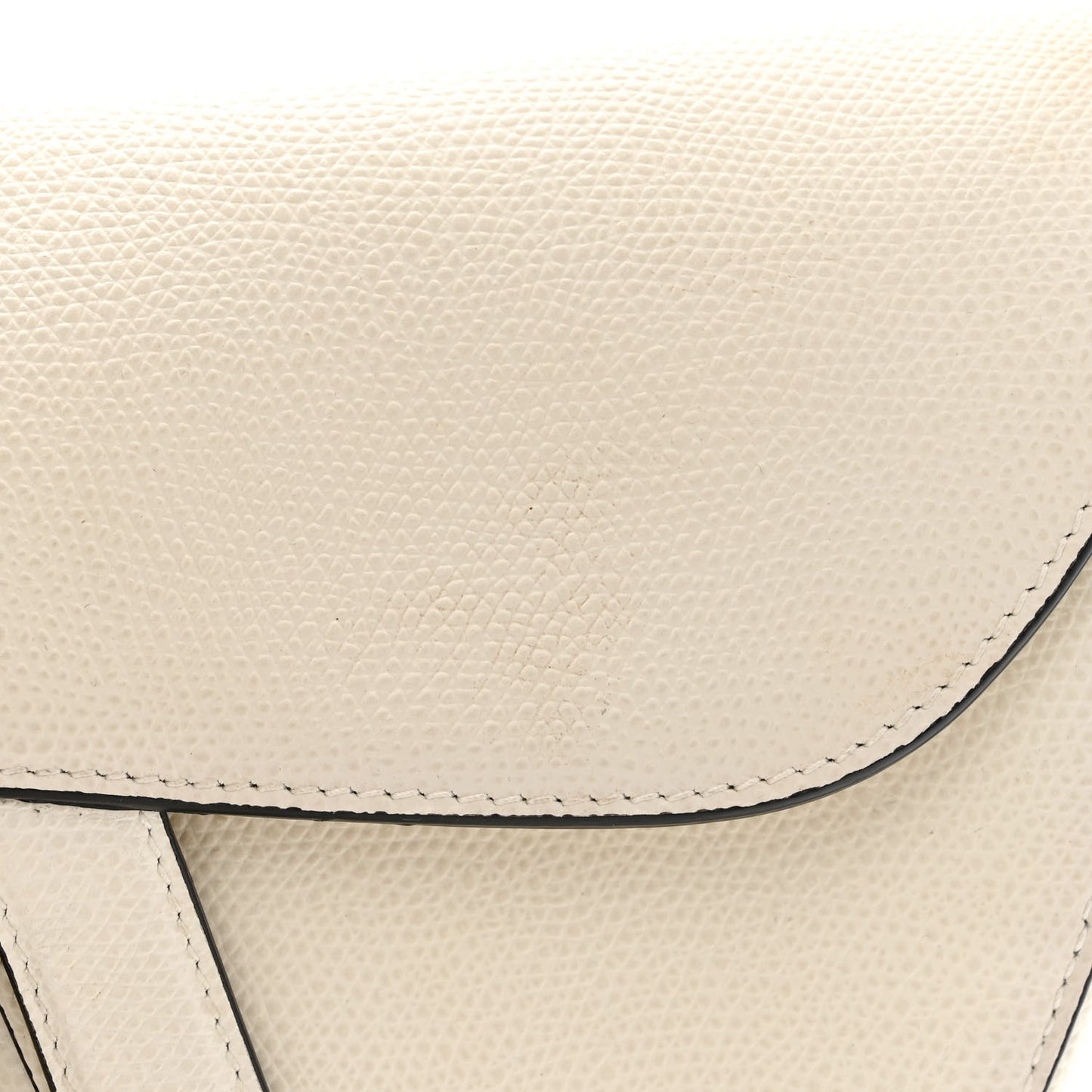 Grained Calfskin Saddle Bag White