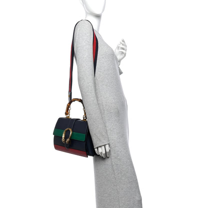 Gucci Moon Calfskin Bamboo Web Medium Dionysus Top Handle Bag Blue Emerald Hibiscus Red 2 of 16