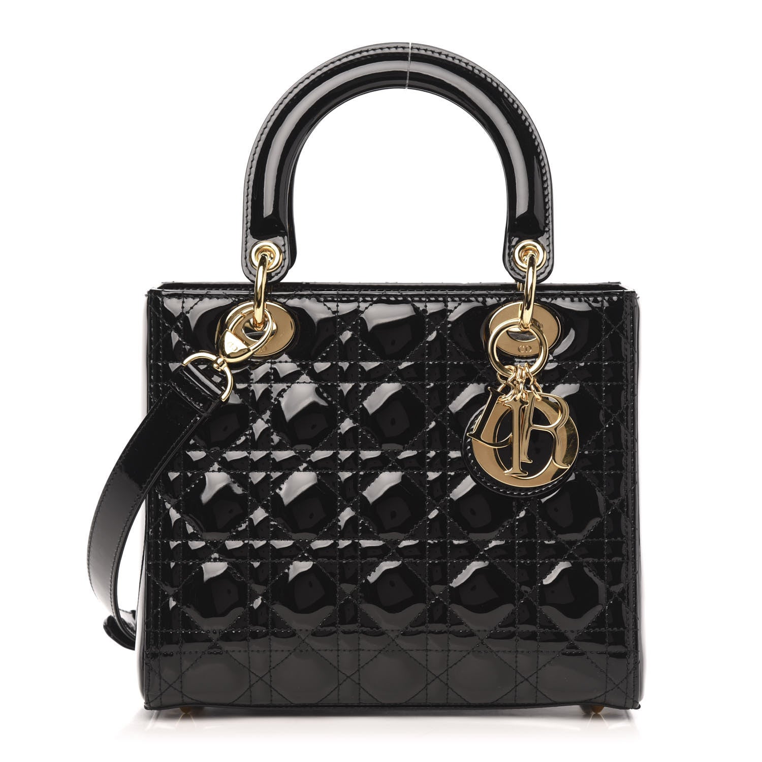 Christian Dior Patent Cannage Medium Lady Dior Black 1 of 9