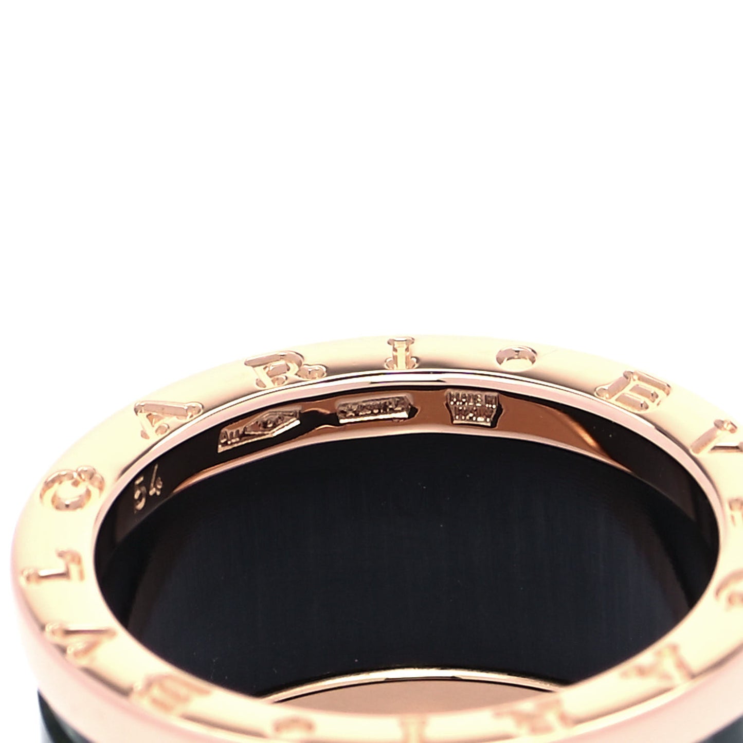 18K Rose Gold Green Marble B.Zero1 Ring 54 7