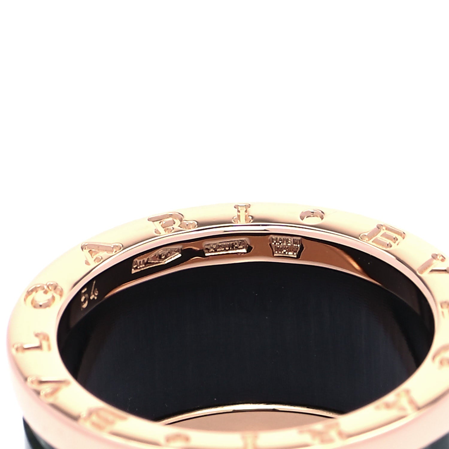 Bulgari 18K Rose Gold Green Marble B.Zero1 Ring 54 7 4 of 5