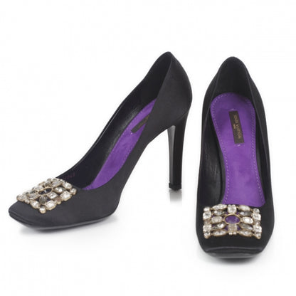 Louis Vuitton Satin Swarovski Crystal Heels 39.5 Black 1 of 10