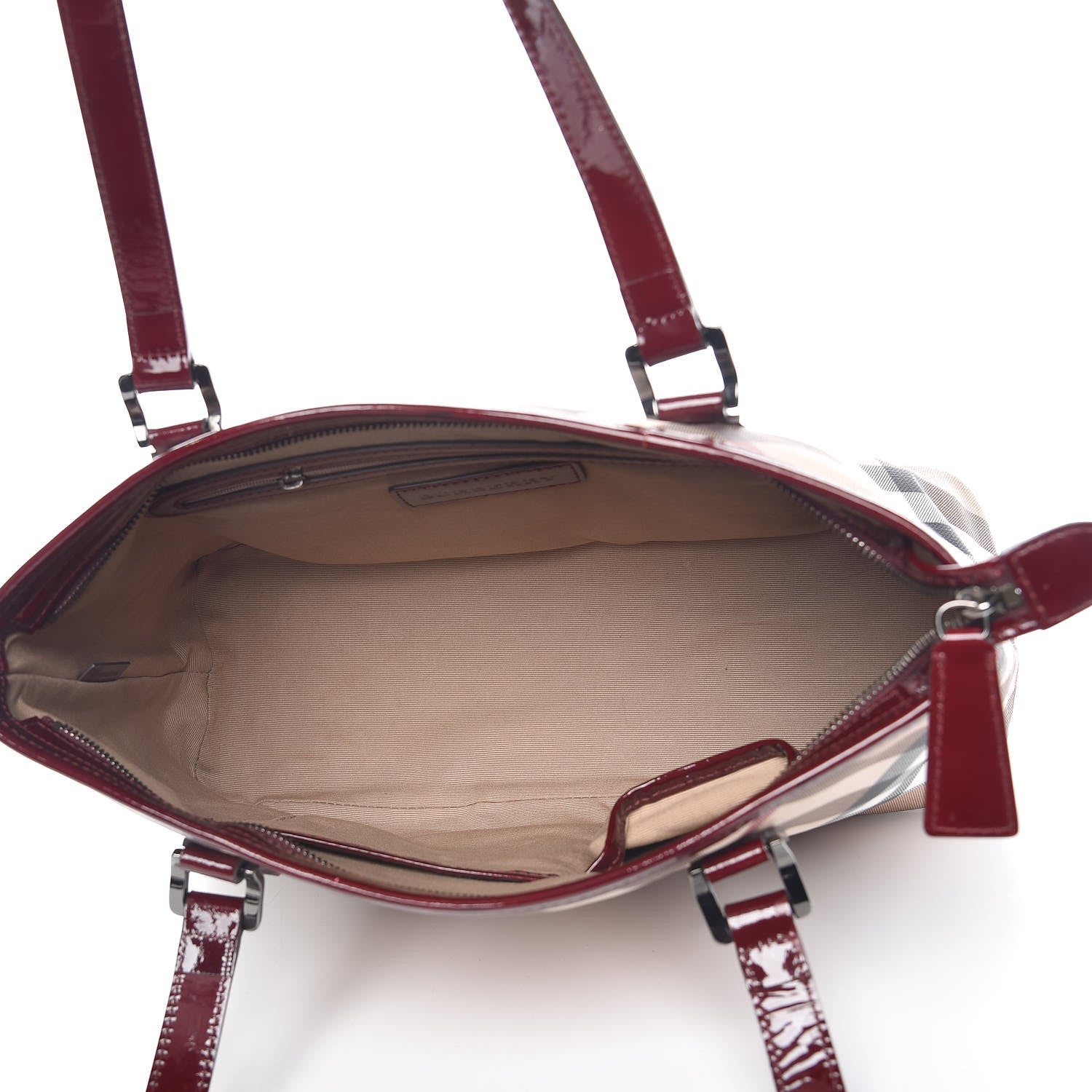 Burberry Patent Nova Check Shopper Tote Red 5 of 27