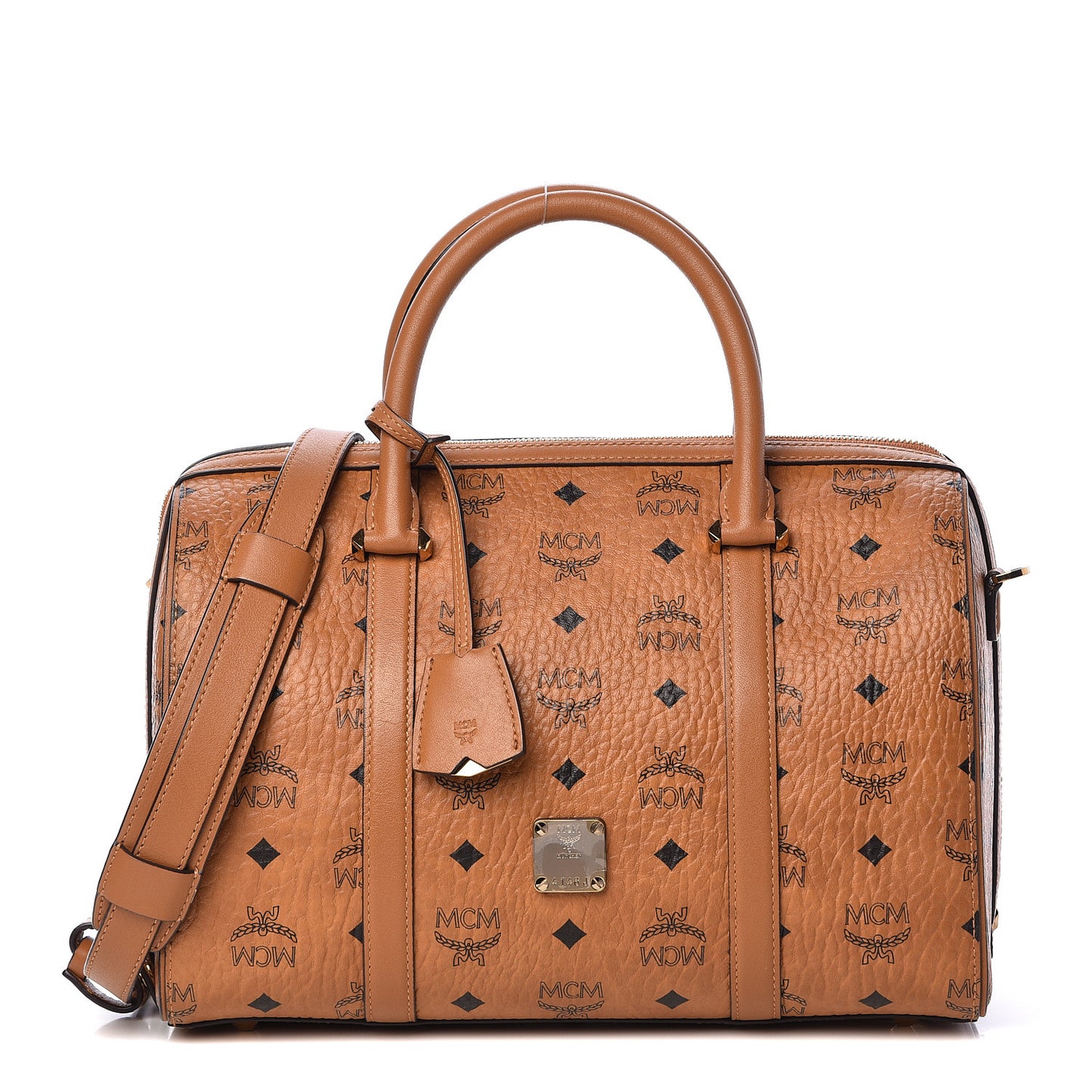 Visetos Medium Boston Bag Cognac