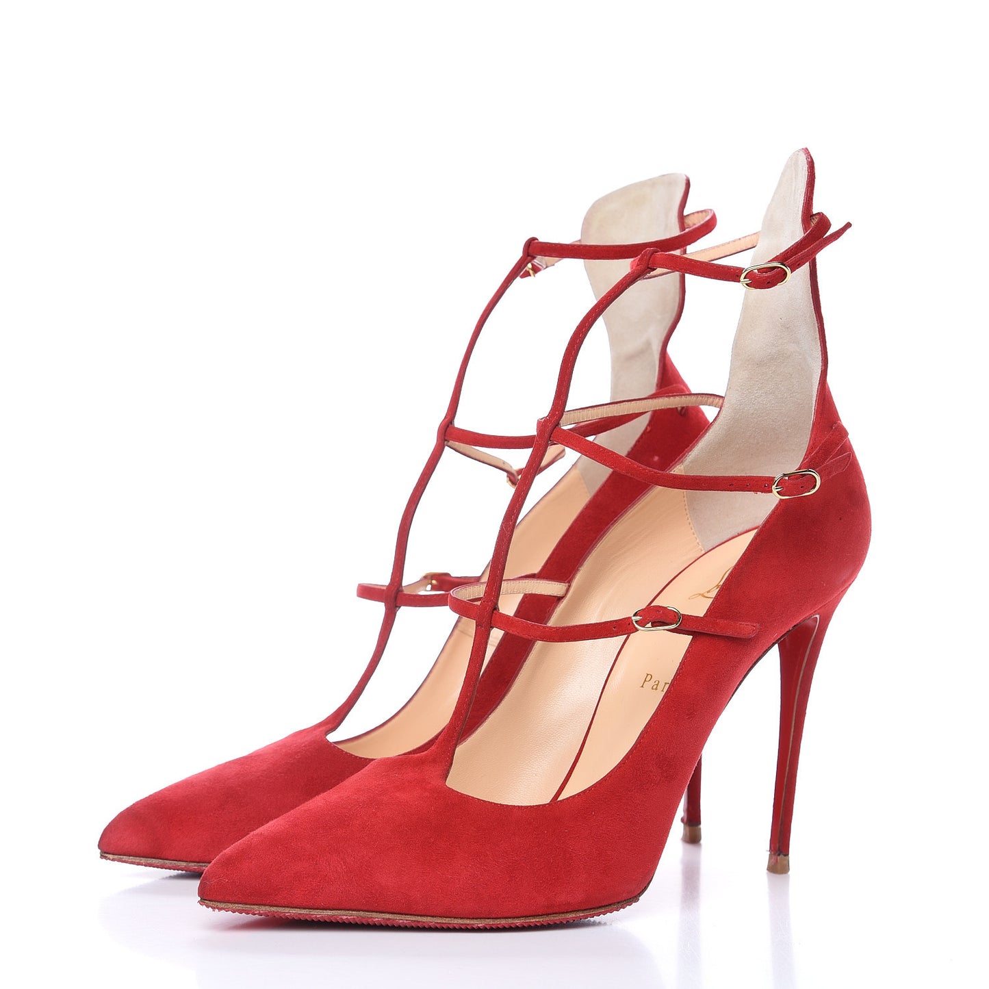 Suede Toerless Muse 100 Triple Strap Pumps 41.5 Oeillet