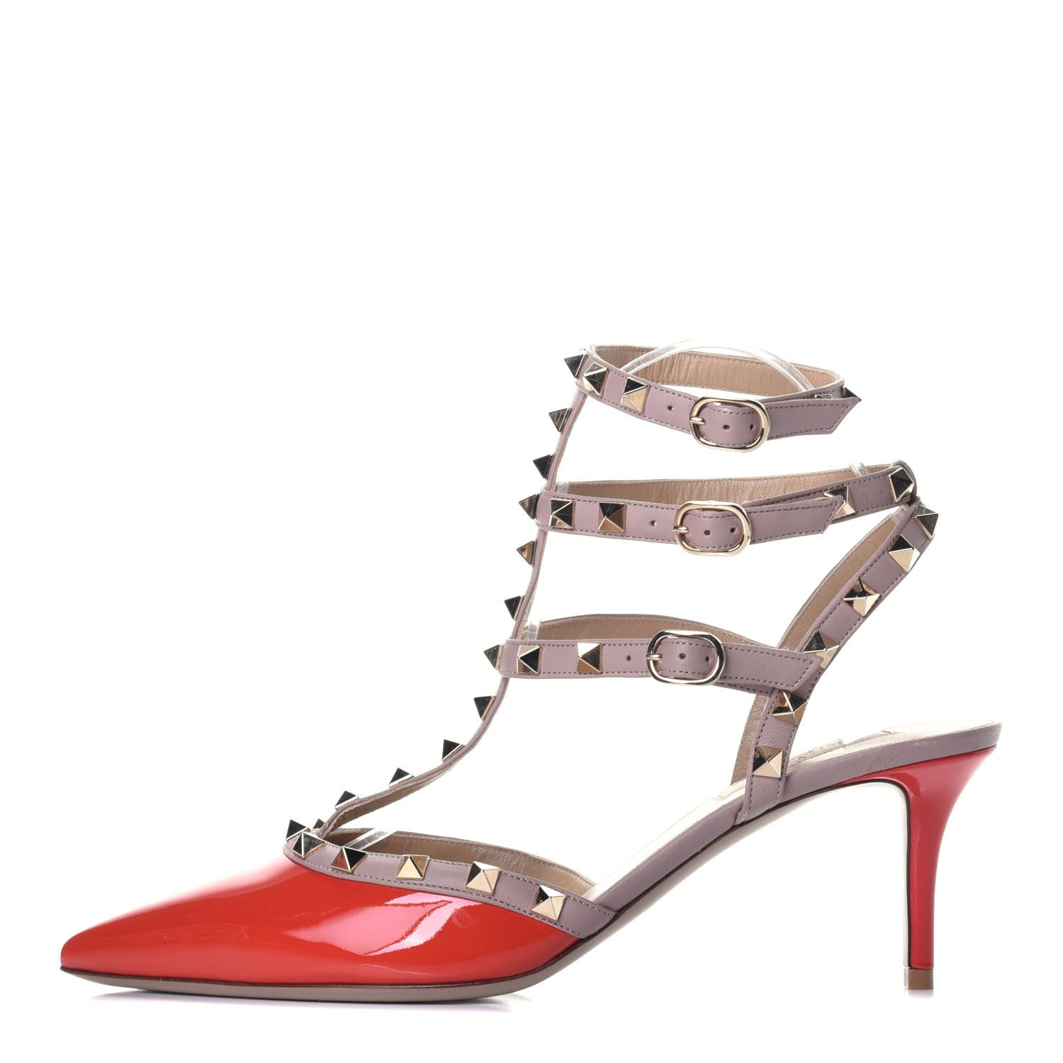 Valentino Garavani Patent Rockstud Ankle Strap 65mm Pumps 40 Deep Orange Poudre 1 of 10