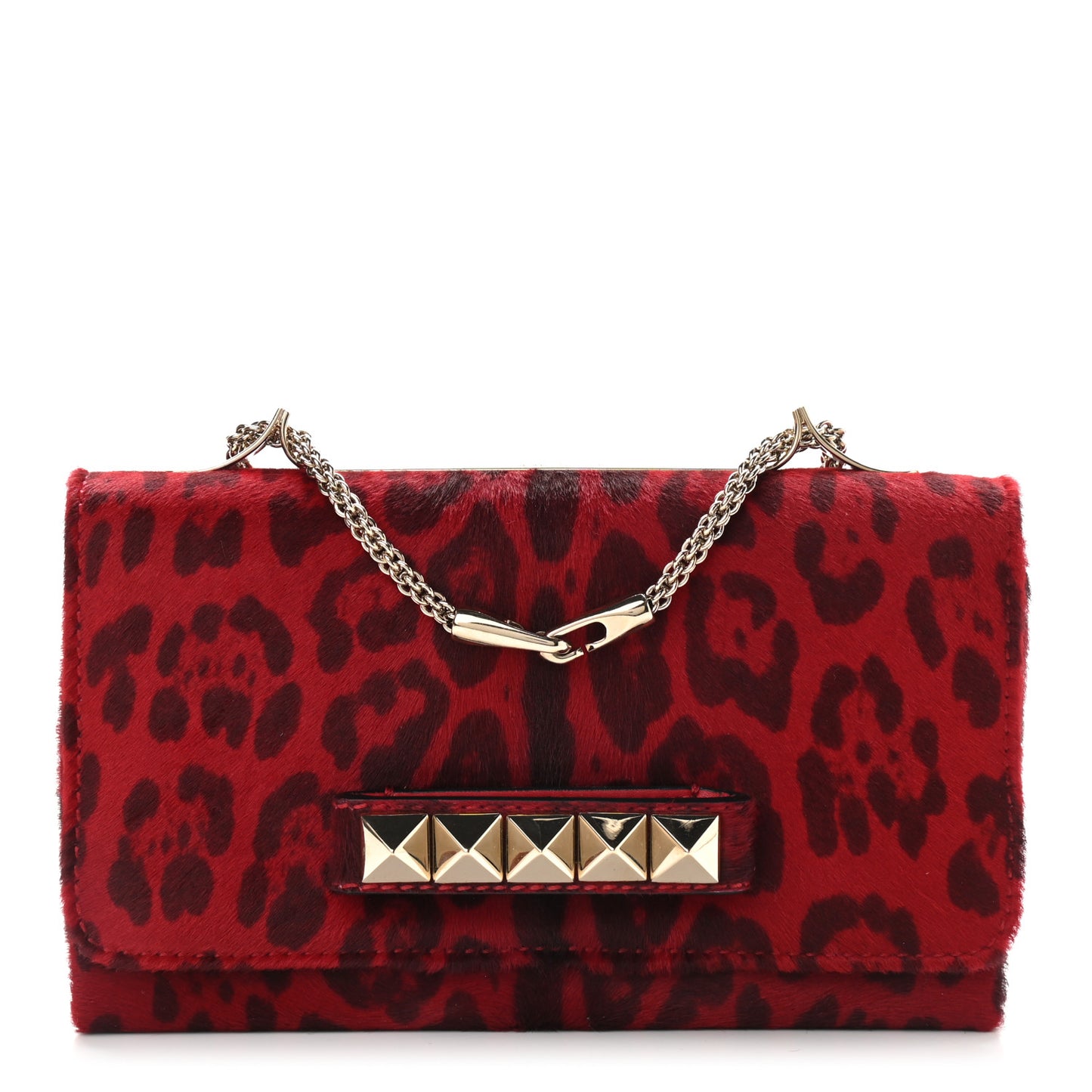 Calf Hair Leopard Print Va Va Voom Shoulder Bag Red