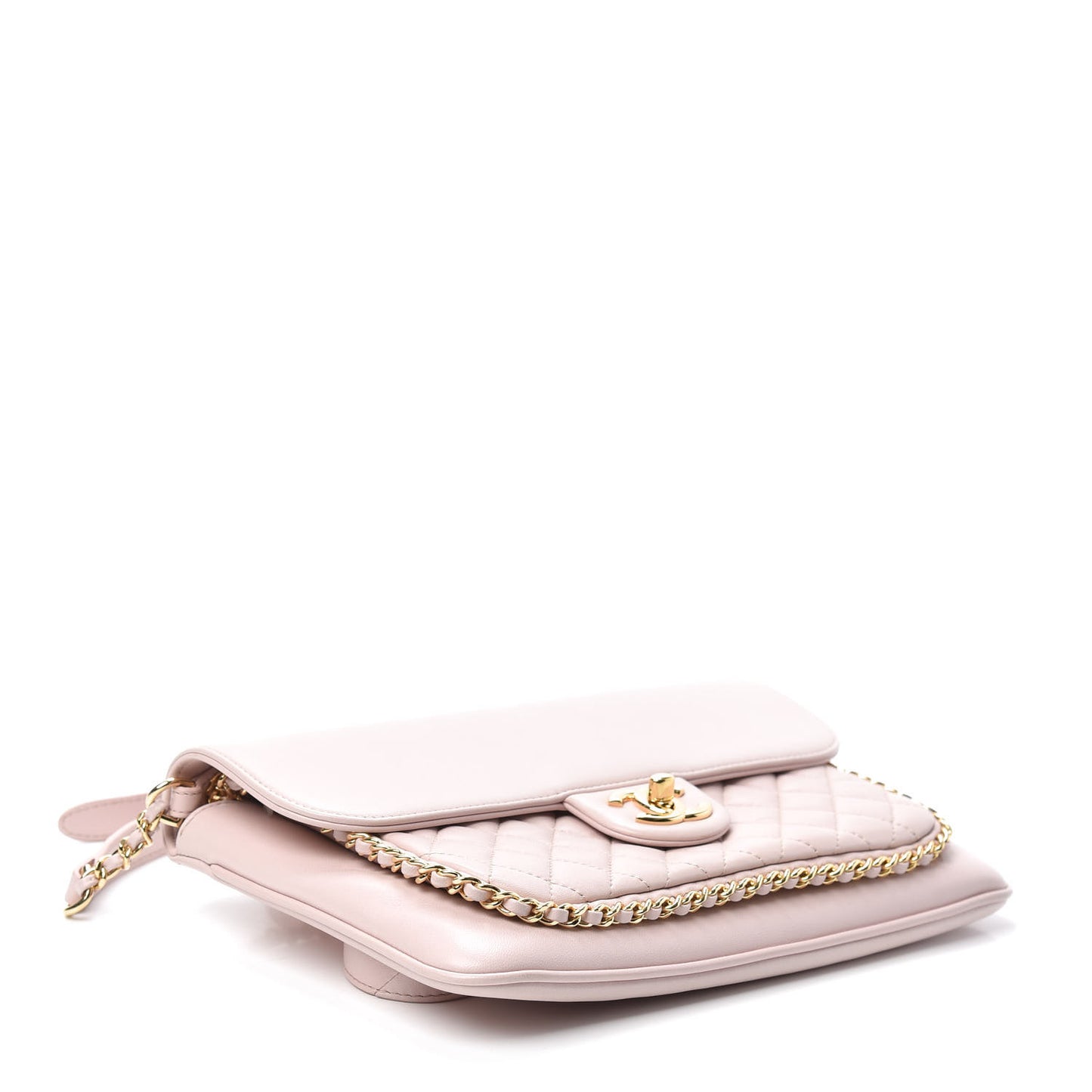 Lambskin Quilted Large CC Unchained Crossbody Light Pink