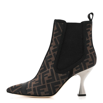 Fendi Mesh Tulle FF Colibri 85mm Ankle Booties 38.5 Tobacco Moro Black 1 of 8