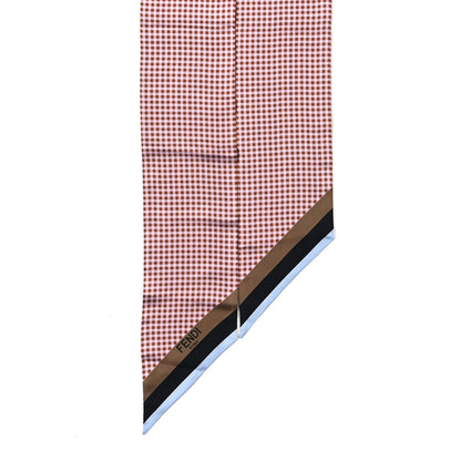 Fendi Silk Gingham Wrappy Scarf Red Multicolor 2 of 4