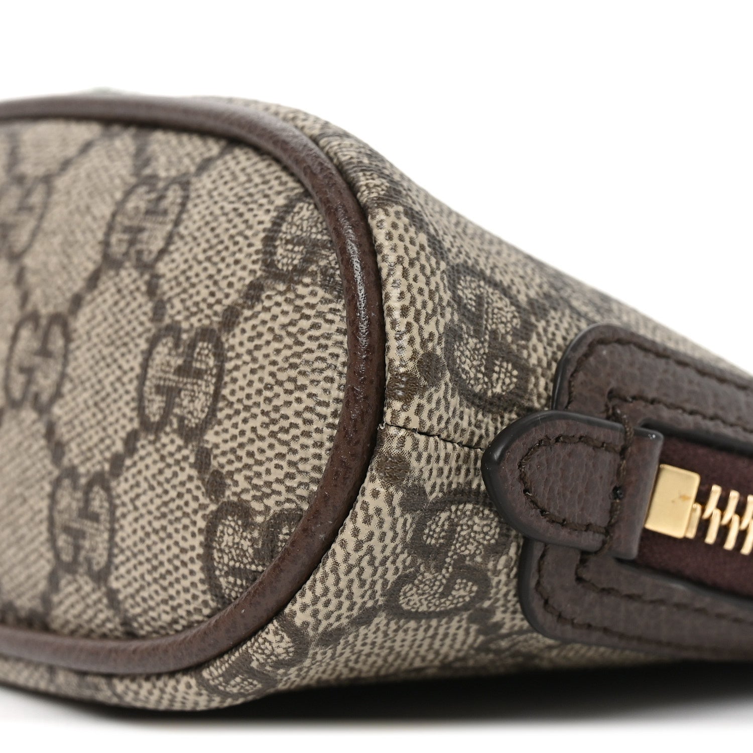 Gucci GG Supreme Monogram Textured Calfskin Web Medium Ophidia Cosmetic Case Beige Ebony New Acero 9 of 10
