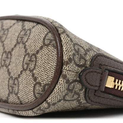 Gucci GG Supreme Monogram Textured Calfskin Web Medium Ophidia Cosmetic Case Beige Ebony New Acero 9 of 10