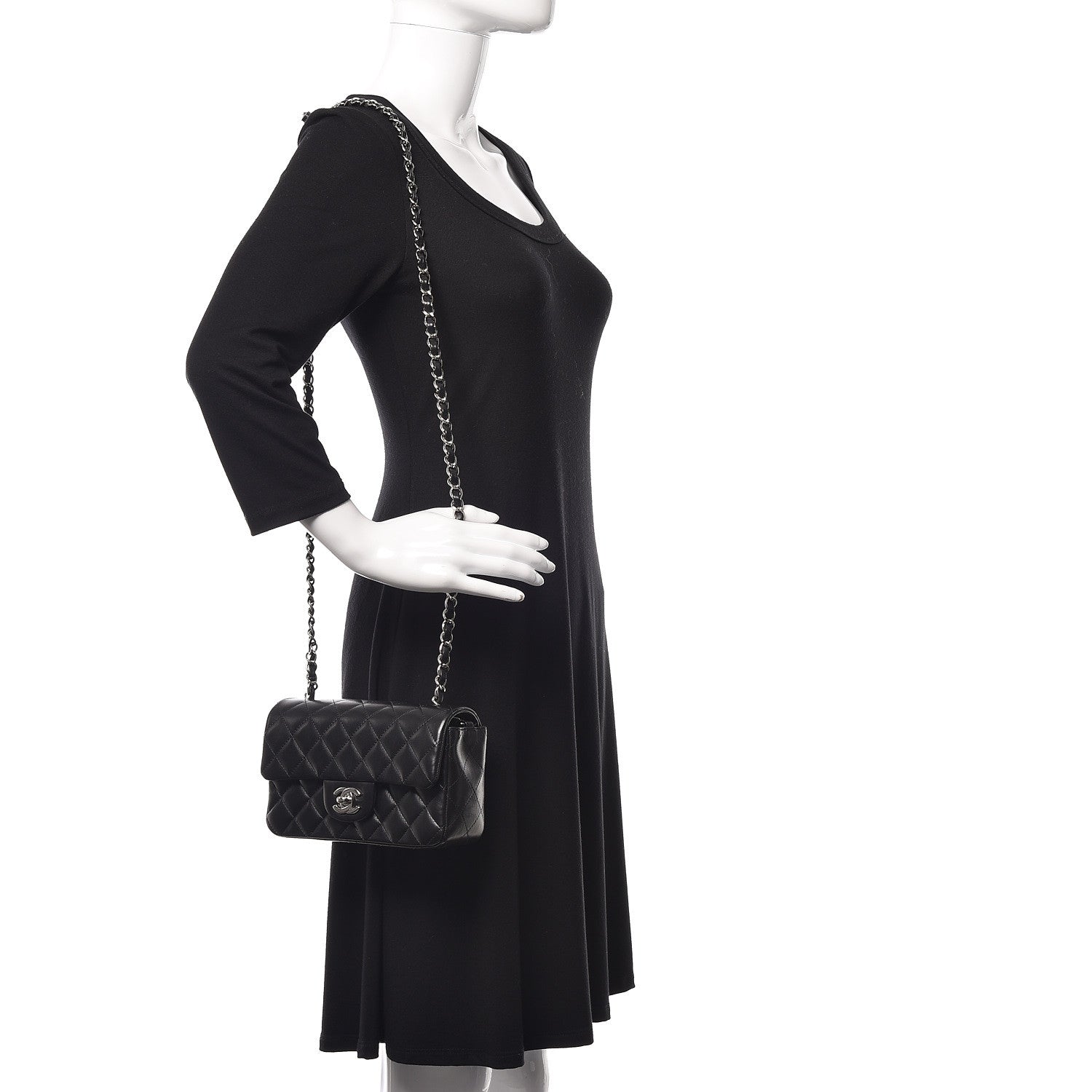 Chanel Lambskin Quilted Mini Rectangular Flap Black 2 of 13