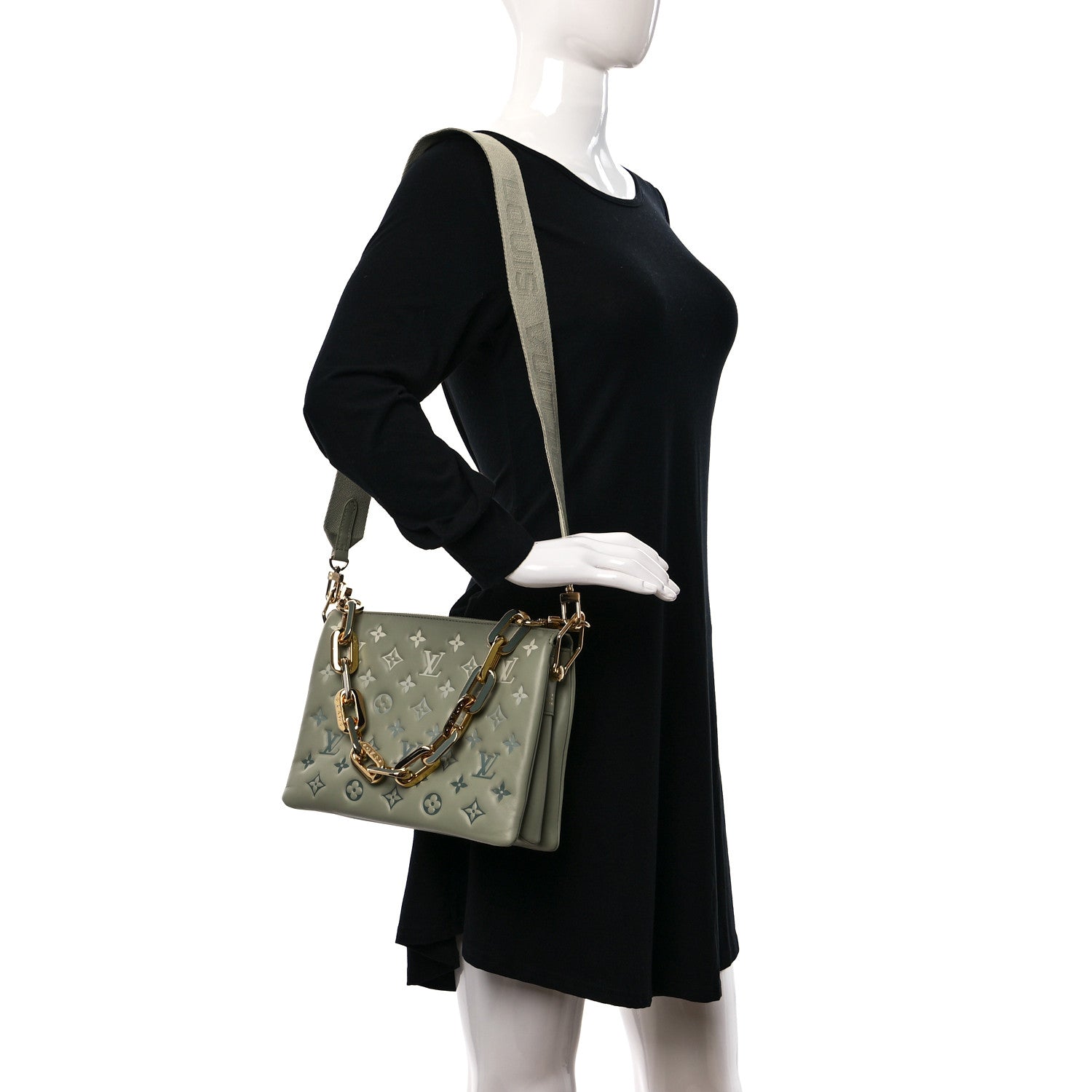 Louis Vuitton Lambskin Embossed Monogram Coussin PM Degrade Sage Green 2 of 11