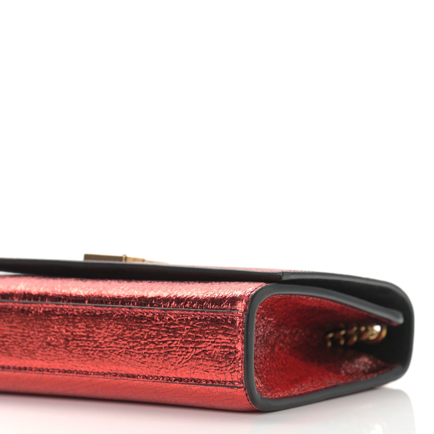 Metallic Calfskin Small Classic Monogram Kate Satchel Red