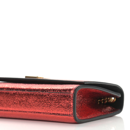 Saint Laurent Metallic Calfskin Small Classic Monogram Kate Satchel Red 9 of 9