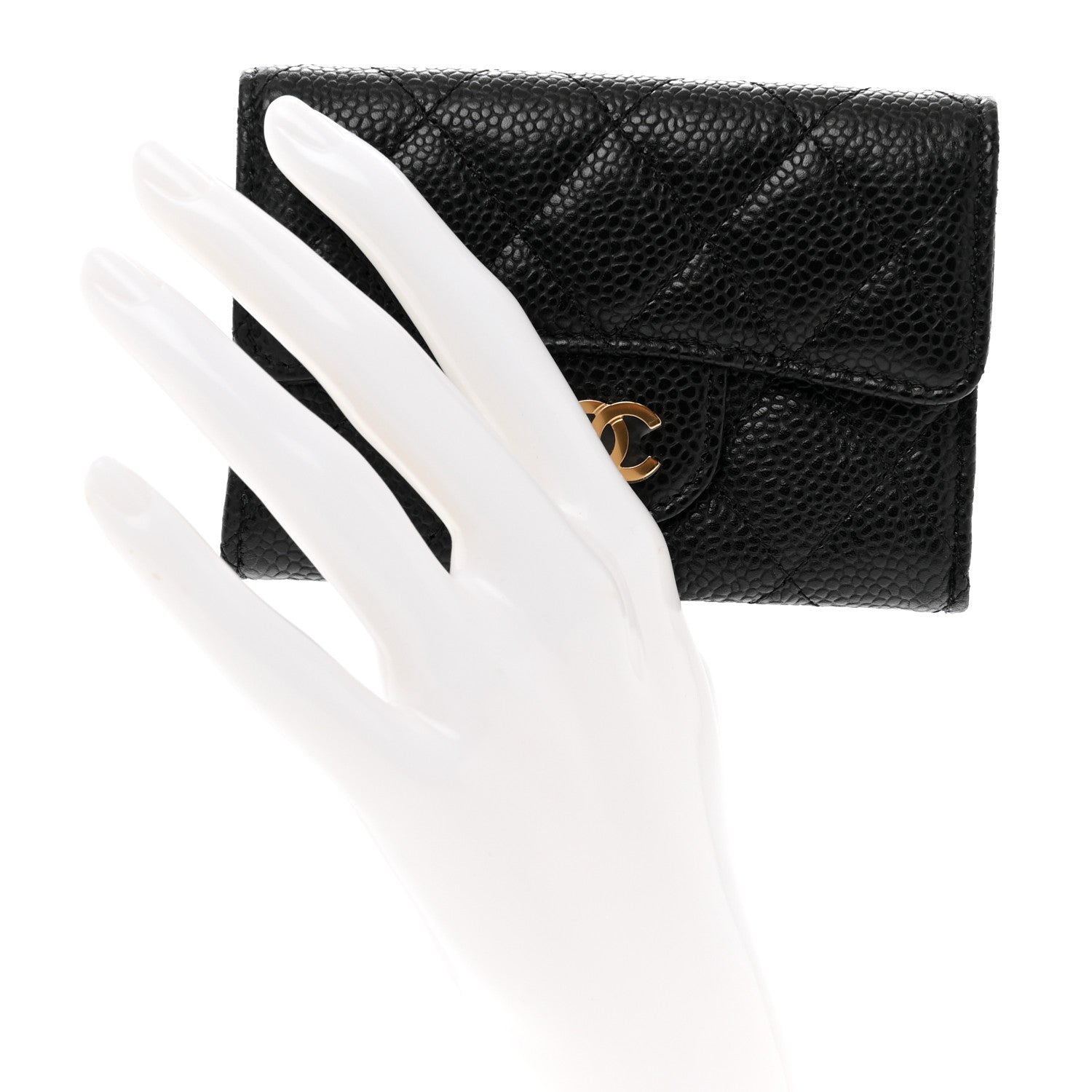Chanel Caviar Quilted Flap Card Holder Wallet Black 2 of 9