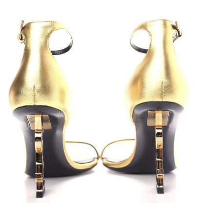 Saint Laurent Calfskin Opyum 85 Sandals 38.5 Oro 6 of 10