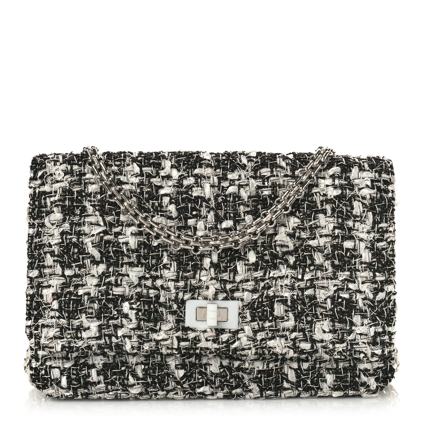 Tweed Quilted Reissue Wallet On Chain WOC White Black