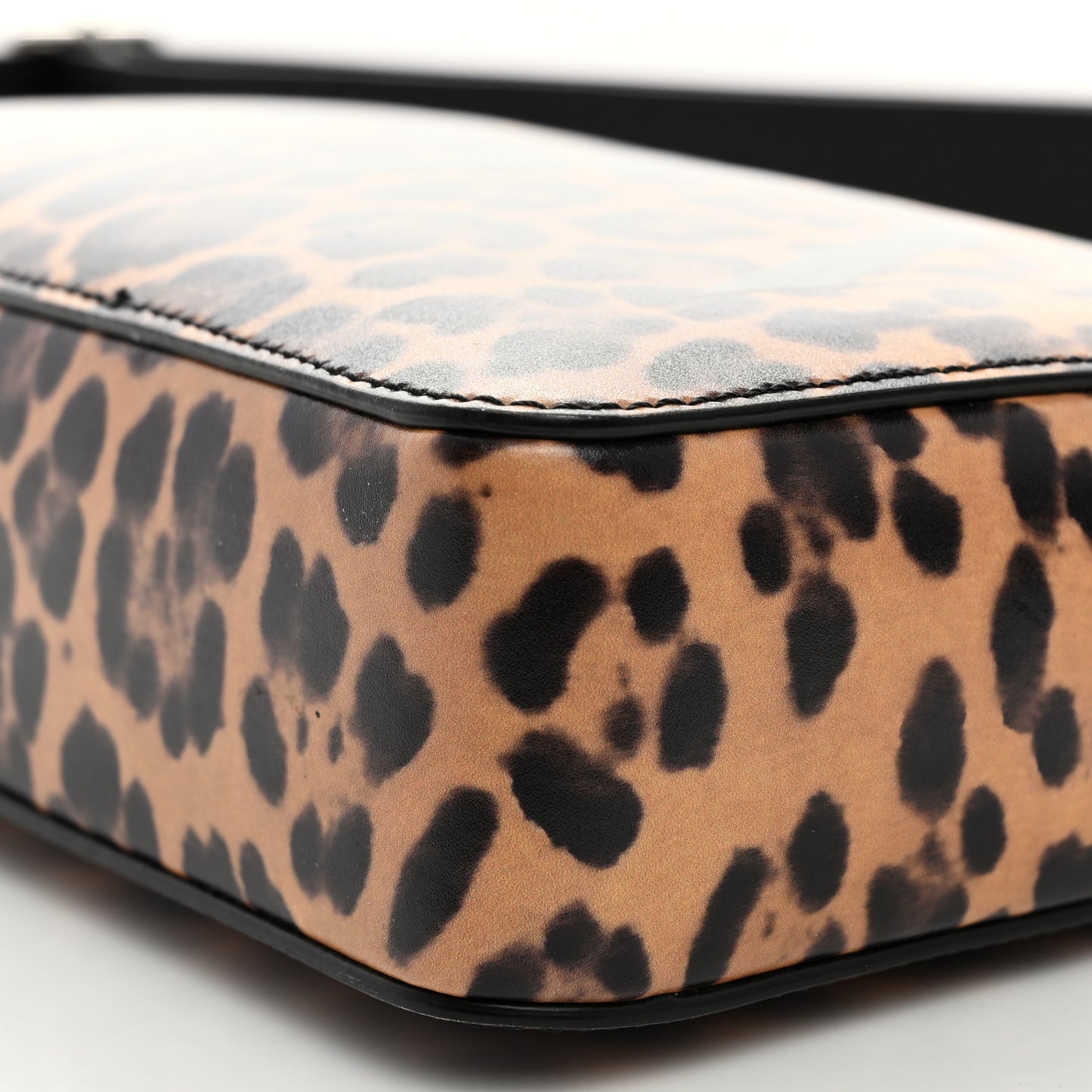 Calfskin Leopard VLTN Print Logo Crossbody Bag Tan Brown